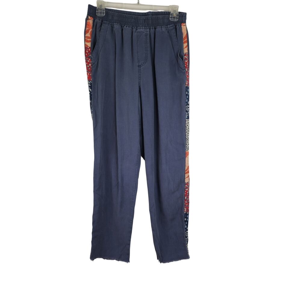 Knox Rose Blue Distressed Floral Bohemian Jogger Pants Women's Size Small